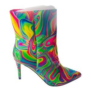 NWOT Rogue Women's sz 11 Tie Dye Multicolored Pointed Toe Heeled Ankle Boot